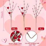 26Pcs Valentines Decorations Day Artificial Flowers Picks Decor - Berry Stems With Red Heart Gifts For The Home Table Centerpieces - Style 1