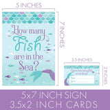 Guess How Many Fish In The Sea Party Game, Mermaid Birthday Game (1 Sign & 30 Guessing Cards)