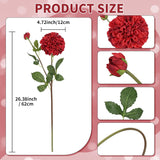 4Pcs Artificial Dahlia Flowers Realistic Silk Dahlia Flowers 29" Long Stem Faux Flowers With Buds For Tall Vase Diy Bouquet Home Wedding Decor (Red)
