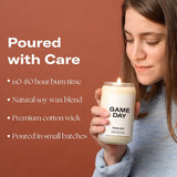 Scented Candles For Home (Game Day) - 13.75 Oz Long-Lasting Soy Wax Blend Jar Candle Gifts For Women & Men, 60-80 Hours Burn Time - Notes Of White Amber, Tonka Bean & Smoked Birch