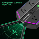 Gaming Surge Protector Power Strip 6 Outlets 4 USB Ports PD20W RGB Lighting 4000J Black