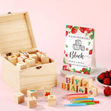 136 Pcs Baby Shower Blocks To Decorate Game Kit Includes 98 Wooden Blocks, 36 Markers, 1 Game Sign, 1 Storage Box For Baby Shower Gender Reveal Activity Party Decorations(Strawberry)
