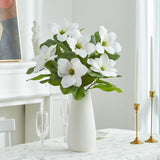 Artificial Magnolia Flowers Branches 28 Inch Faux Greenery Stems With Leaves Real Touch Magnolia Home Decor 3 Pcs White