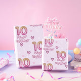 10Th Birthday Wrapping Paper Girls, Hearts And Pink Number 10 Balloons Happy Birthday Design, 10 Years Old, Mini Roll, 17 Inches X 16.4 Feet, Perfect For Girls' Birthday Party Gifts