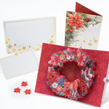 3D Pop-Up Christmas Wreath Card | With Slide-Out Message Note | Handcrafted Holiday Greeting Card | Perfect For Christmas, Holiday Wishes & Winter Greetings | Designed In Japan