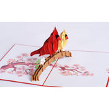 3D Popup Card Of Cardinal Bird Couple, Paper Art & Handicraft, Greeting Card, Birthday, Anniversary, Christmas, Mothers Day, Fathers Day Card, Handmade Gift For Mom, Dad, Wife, Husband
