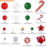 162Pcs Christmas Balloon Arch Kit, Red, White, Green, Gold Balloons, Star, Candy Cane, Gift Box, Diy Christmas Party Decorations For Families With Children