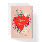 Valentine'S Day Card For Mom | Flowers In Heart | Eco-Friendly Paper | 5'X7.5' | Single Card + Envelope | Women Owned Small Business Made In Usa