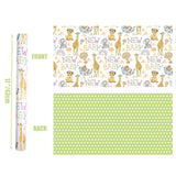 Reversible Baby Shower Wrapping Paper For Kids Girls Boys - 17 Inch X 16.5 Feet - Lion Giraffe Animals & New Baby Design For Neutral Baby Shower Party Birthday Holiday