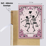 Spooky Skeleton Bestie Birthday Card, Halloween Birthday Card For Bestie Bff, Tarot Themed Friendship Cards For Women Friends, Gothic Galentine'S Day Cards Gift
