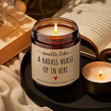 Nurse Appreciation Candle Gifts For Women, A Badass Nurse Up In Here, Lavender Scent - Funny New Nurses Week Birthday Christmas Candle For Rn/Lpn/Nicu/Doctors/Student, Practitioner Lpn Rn-69