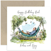 Old English Co. Gardening Happy Birthday Card For Dad - Quirky Illustrated Birthday Wishes Greeting Card For Dad From Son Daughter - Birthday Cards For Him | Blank Inside With Envelope