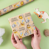 1St Birthday Wrapping Paper Roll, Mini Roll, Jungle Animal Gift Wrap Paper, Cute Lion, Elephants, Giraffe Kraft Paper For Age 1 Kids, Baby Shower, Birthday And More, 17.5 Inches X 16.4 Feet
