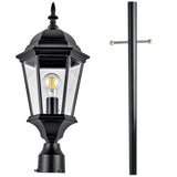 Design House Oak Creek Outdoor Post Light Fixture, Exterior Lamp Post Light, Black, Clear Glass, Includes Lamp Post, Cross Arm, 9.38 in W x 21.63 in H, 589853