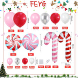 Christmas Balloon Arch Kit, Pink Red White Garland With Metallic Silver Balloons, Candy Cane Foil Balloon For Party Decorations, New Year Xmas Supplies