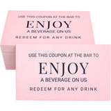 100 Enjoy A Beverage On Us Card Cheers Card Drink Tickets Drink Tokens For Wedding Celebration Pink