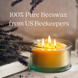 3-Wick Candle, 100% Pure Bees Wax, Yellow, Fragrance Free, Paraffin & Soy Free Candle Wax, Clean Burning, Long Lasting, Gifts For Women & Men, American Made, 10 Oz