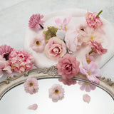 20Pcs Pink Roses Artificial Flowers Bouquet For Graduation Cap Diy, Wedding Cake Decor, Party Floral Arrangement, Home Decoration