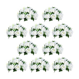 Artificial Flowers Ball Wedding Centerpieces, 10" Large Pure White Flower Garland Center Piece, 10 Pcs Fake Flowers, 15 Heads Plastic Roses With Base, Silk Flowers For Party, Home Décor