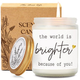 Friendship Inspirational Candle Gift For Women, The World Is Brighter Because Of You Candle, Appreciation Candles Gifts For Moms, Hostess, Female Best Friends Teachers Coworkers, Friends, Nurses-88