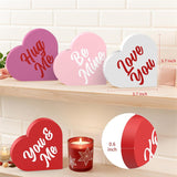 Valentines Day Decorations, 4 Pcs Double Printed Wooden Conversation Hearts Decoration, Romantic Valentines Day Decor For Indoor Home Office Table Tiered Tray Mantel Shelf Bedroom
