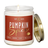 Pumpkin Spice Candle, Fall Candles - 'Pumpkin Spice' Pumpkin Candle I Infused W/Essential Oils I Autumn Scented Soy Candles For Home I Fall Home Décor I 9Oz Reusable Jar, 50Hr Burn, Made In Usa