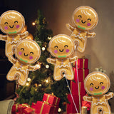 Jumbo Gingerbread Man Xmas Foil Party Balloons, 6 Pack Merry Christmas Mylar Helium Large Gingerbread Man Kids Balloon For New Year Eve Holiday Festival Birthday Party Decorations Supplies