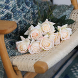 Artificial Rose 6Pcs Real Touch Roses Champagne Wedding Aisle Decor For Outdoor Ceremony Diy Indoor Office Home Arrangement Birthday Gifts For Mom Girlfriend Home Decor