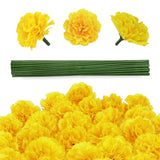 30 Pcs Artificial Marigold Flowers,2" Silk Marigold Flower Heads With Stems,Yellow Flowers Artificial For Diwali Decor,Indian Wedding,Home,Diy Wreath Garland,Day Of The Dead Decorations