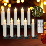 10 Pcs Flameless Led Taper Candles Battery Operated Christmas Tree Candle Lights?Clip On Electric Fake Candles With Remote Timer For Holiday Home Garden Wedding Parties Birthday Decor