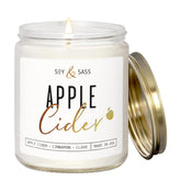 Apple Cider Candle, Fall Candles I Apple Cider, Cinnamon & Nutmeg - Infused With Essential Oils I Mulled Cider Fall Scented Candle (Soy) For Home I 9Oz Reusable Jar I 50Hr Burn I Made In Usa
