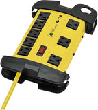 Heavy Duty Surge Protector Power Strip 8 Outlets 1500J 12FT Cord Metal Housing Yellow