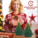 Christmas Tree Shaped Led Candles With 6H Timer, 2 Pcs Flameless Pillar Candles Flickering, Battery Operated Led Candle With 3D Flame Wick, Green Candles For Home Décor Christmas Gifts