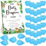 51 Pcs Dirty Diaper Wooden Game Sign Baby Shower Game Sign Dirty Diaper Instruction Sign 50 Pcs Mini Diapers Cute Felt Diaper For Game Gender Neutral Party Baby Shower Game (Animal)