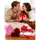 Valentines Day Decorations Wooden Sign, Farmhouse Valentine Table Centerpiece - Wooden Truck Sign & House Sign & 3 Books Bundle With Twine For Table Tiered Tray Mantel, Valentine Decorations For Home