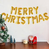 Merry Christmas Balloons Banner, 16 Inch Gold Merry Christmas Balloon Banner Sign, Christmas Foil Balloons Banner For Christmas Party Decorations, Christmas Theme Birthday Party Decorations