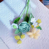 Handmade Crochet Rose Daisy Forget-Me-Not Bouquet, Knitted Artificial Forever Flowers With Exquisite Wrap, Gift To Girlfriend Mom Women, Perfect For Valentines, Home Decor, Celebration