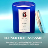 Water Of Life Glass Jar Candle – Handcrafted Wood Wick Soy Candles – Fresh Citrus & Herbal Scent Aromatherapy Candle – Smokeless & Long Lasting Aromatic Candles W/ 35 Hour Burn Time