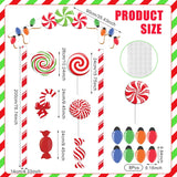 20 Pcs Christmas Candy House Door Cover Large Christmas Door Decorations Candy Cane Covers Banner Gingerbread Backdrop For Classroom Wall Window Stickers Decor