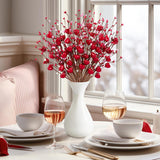 26Pcs Valentines Decorations Day Artificial Flowers Picks Decor - Berry Stems With Red Heart Gifts For The Home Table Centerpieces - Style 1