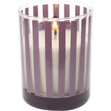 Pavilion Gift Company Sisters - 7 Oz Purple Stripe Glass Candle - Serenity Fresh Cotton Scent