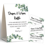 Green Eucalyptus Diapers Wipes Raffle,Diaper Raffle Tickets For Baby Shower,Gender Neutral Baby Shower Decorations,Baby Shower Centerpieces,Diaper Party Decorations,1 Sign&50 Diaper Raffle Cards -1