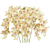 5 Pcs Real Touch Faux Orchid Champagne Orchid Artificial Flowers With Long Stem For Wedding Party Centerpiece Bridal Bouquet Diy Home Living Room Decoration