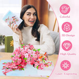 Pop Up Anniversary Card - 3D Cherry Blossom Robins Couple Pop Up Greeting Card With Envelope, Blank Insert, Romantic Valentine Wedding Birthday Gift For Her Him Couple Husband Wife