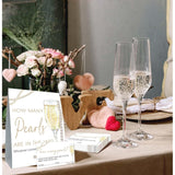 Guess How Many Cards, Guess How Many Pearls Are In The Jar, Party Games & Activities, Pearls Bridal Shower Decorations, 50 Cards And Sign