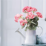 Vibrant Pink Real Touch Artificial Geranium Bush | 18" Uv-Resistant Faux Silk Flowers With 7 Fronds For Indoor/Outdoor Home, Garden, Patio & Cemetery Décor - Pack Of 1