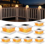 8 Pack Solar Post Cap Lights Flickering Flame Outdoor Fence Deck Lights for 4x4 5x5 Posts