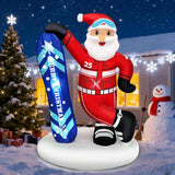 Christmas Inflatable Decoration 6.9 Ft Snowboarding Santa Claus With Goggles & Blue “Merry Christmas” Snowboard Cool Fun