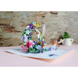 Hummingbird Pop Up Card – Handmade 3D Flower Birthday Card For Mom Or Women – Encouragement Or Thinking Of You Greeting Card