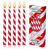 5 Pcs Christmas Taper Candles,10Inch Tall Candy Cane Red And White Stripe Candles Advent Candles Set Of 5 Dripless Advent Wreath Candle For Xmas Party Home Decor (Red White)
